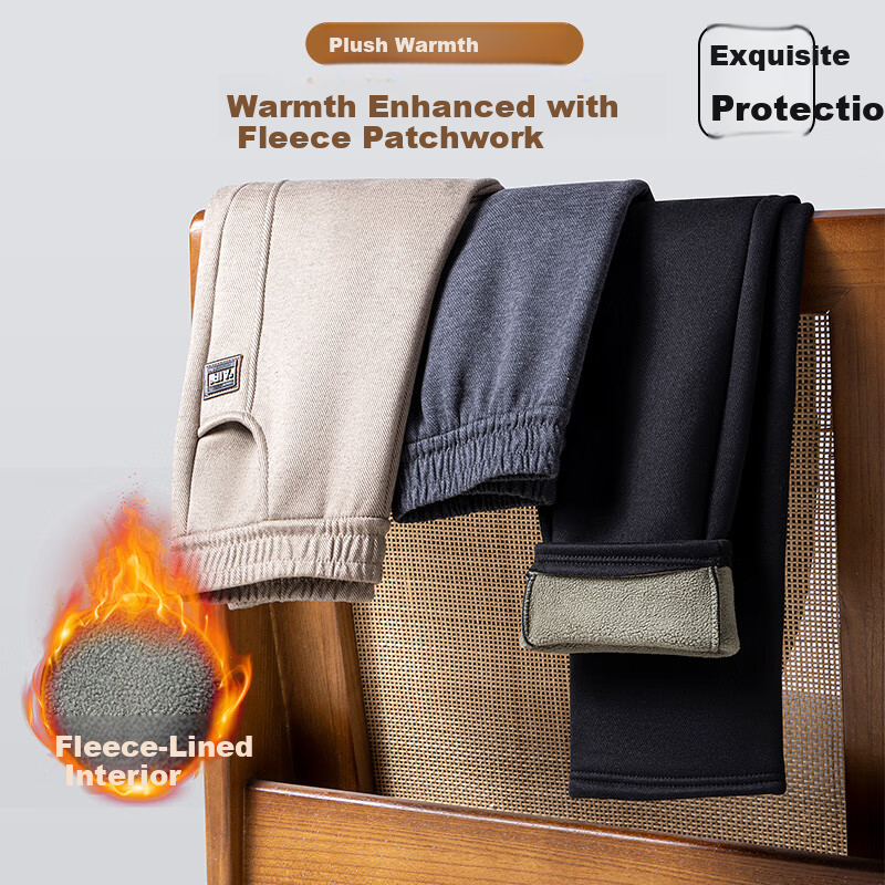 Hengyuanxiang Middle-Aged Women's Winter Fleece-Lined Thick Warm Casual Pants with Elastic Waist for Middle-Aged And Elderly Women, Straight-Leg Trousers 2