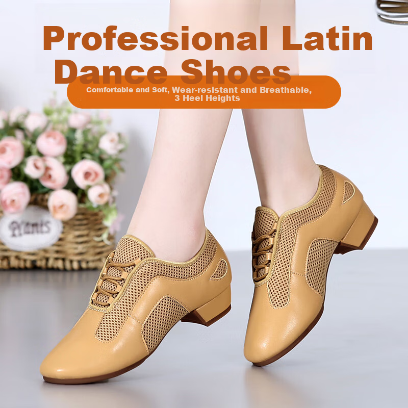 Teslita Women's Ballroom Dance Shoes Latin Dance Shoes Soft Sole Breathable Autumn New Outdoor Dance Shoes Black