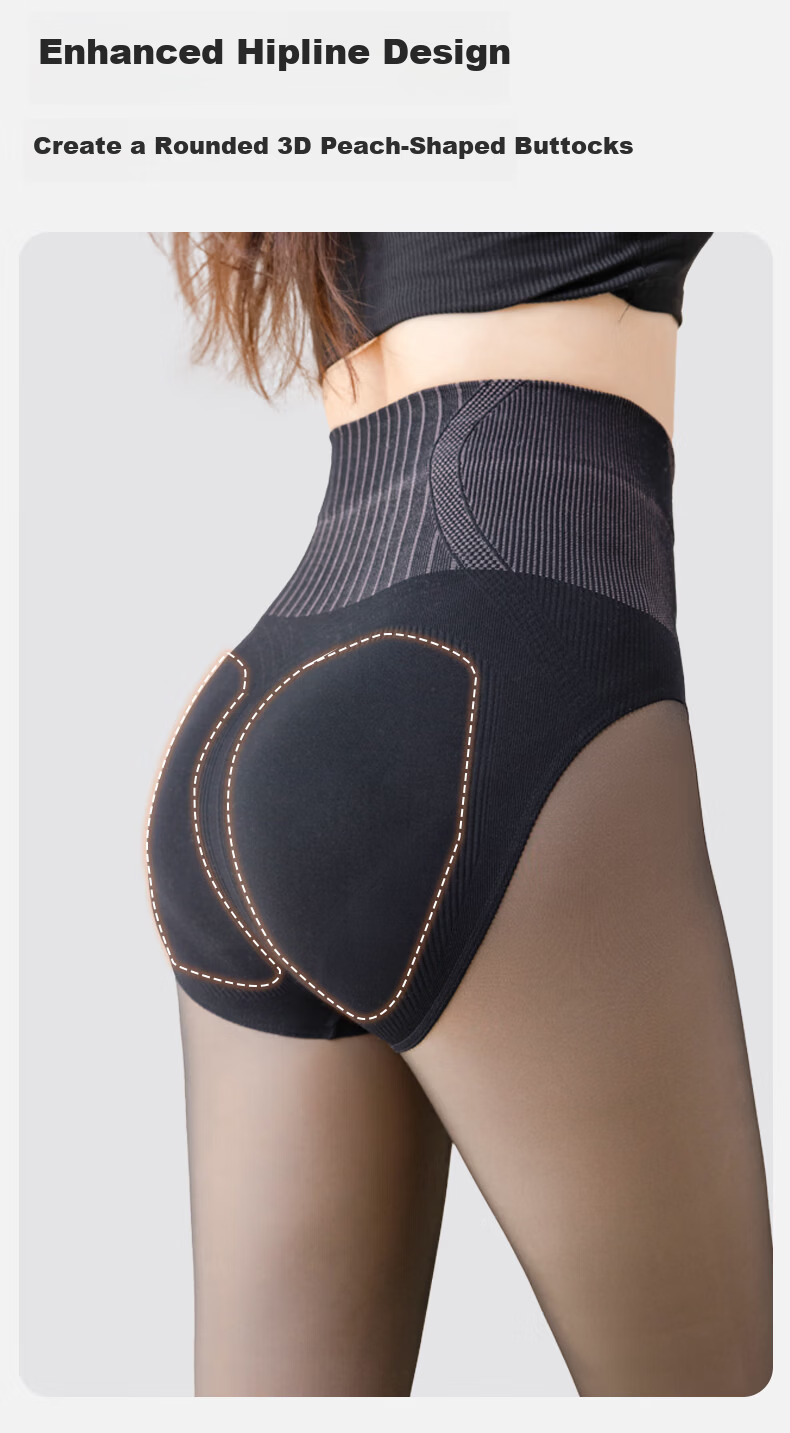 MiiOW Black Sheer Skin Optical Leg Magic Autumn Winter Anti-Snag Glossy High-Waist Tummy Control Fleece-Lined Thickened Stockings 2025 New Arrival 8
