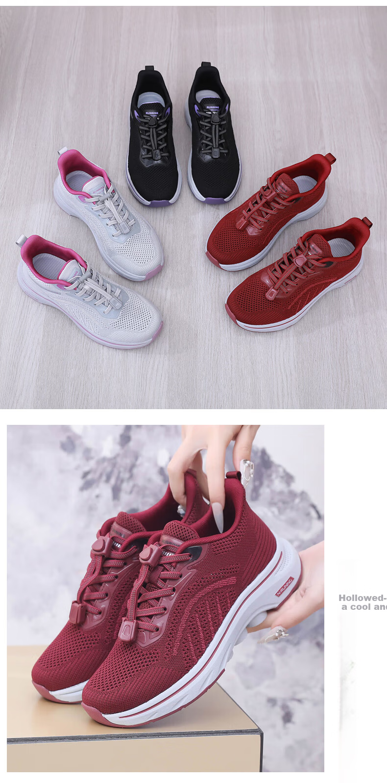 Anglerfish Summer Breathable Mesh Mom Casual Shoes Sports Walking Shoes Elderly Old Beijing Cloth Shoes A6000 Red 38 13