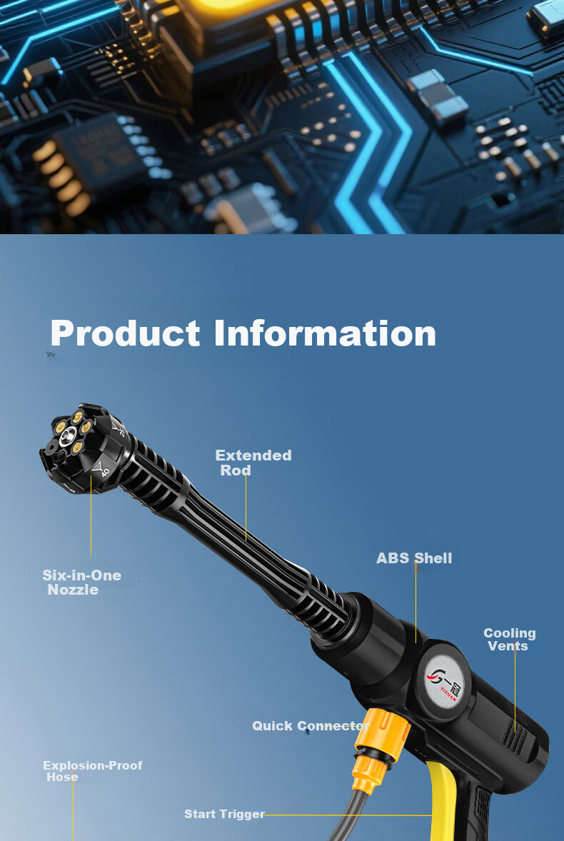 Yiguan Wireless Car Washer Lithium Battery High-Pressure Water Gun Household Electric Cleaning Machine Rechargeable Car Wash Electric Cleaner 24