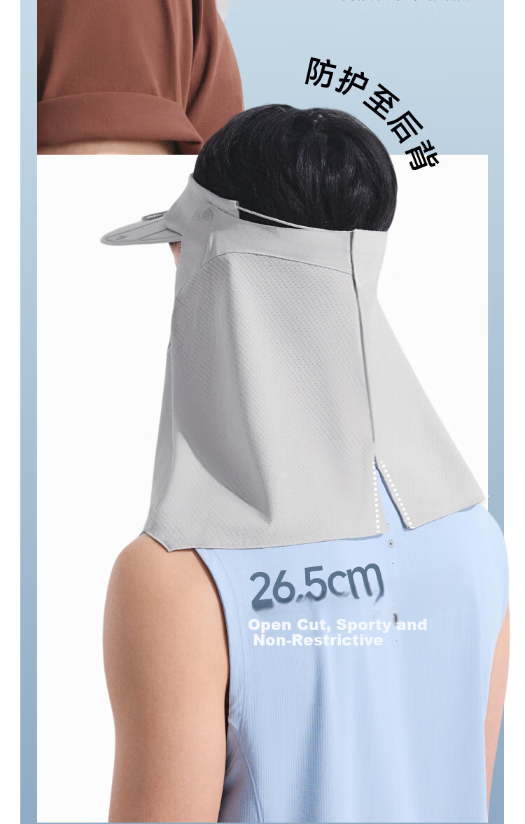 Beneunder Sports Neck Sun Protection Mask with Detachable Visor and Face Shield, Open-Top Hat, Full Face Sun Protection, Night Black 11