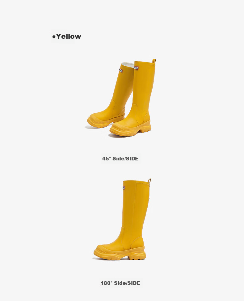 CAMEL Rainbow Rain Boots Women Lightweight Outdoor Casual Long Boots L25W577028 Coffee Color Size 37 25