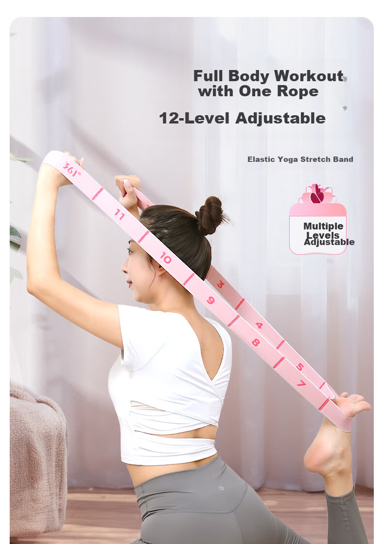 361° Elastic Band Yoga Fitness Stretch Band for Women Kids Digital Resistance Band Leg Training Dance Exercise Pull Strap 1