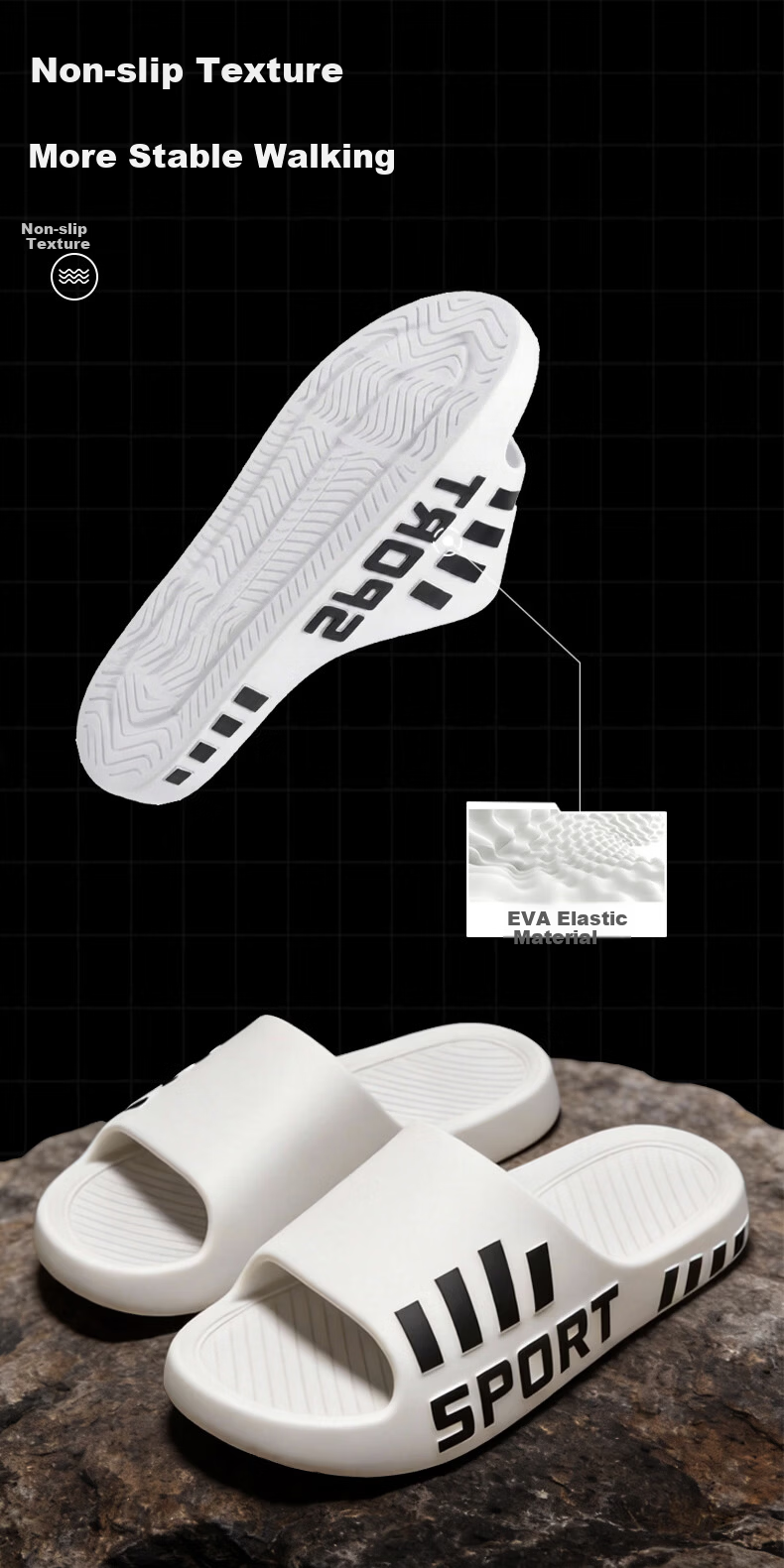 Qiumuxi Men's Soft EVA Anti-Slip Sport Slippers with Cushioned Sole, Durable Beach and Indoor Comfortable Sandals 4
