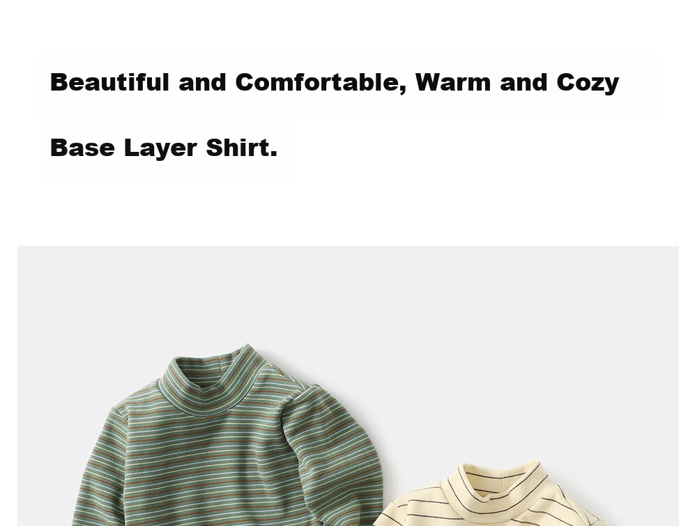 Beitais Kids Long Sleeve T-Shirt Spring and Autumn New Striped Boys and Girls Baby Mid-Neck Cotton Base Shirt 3