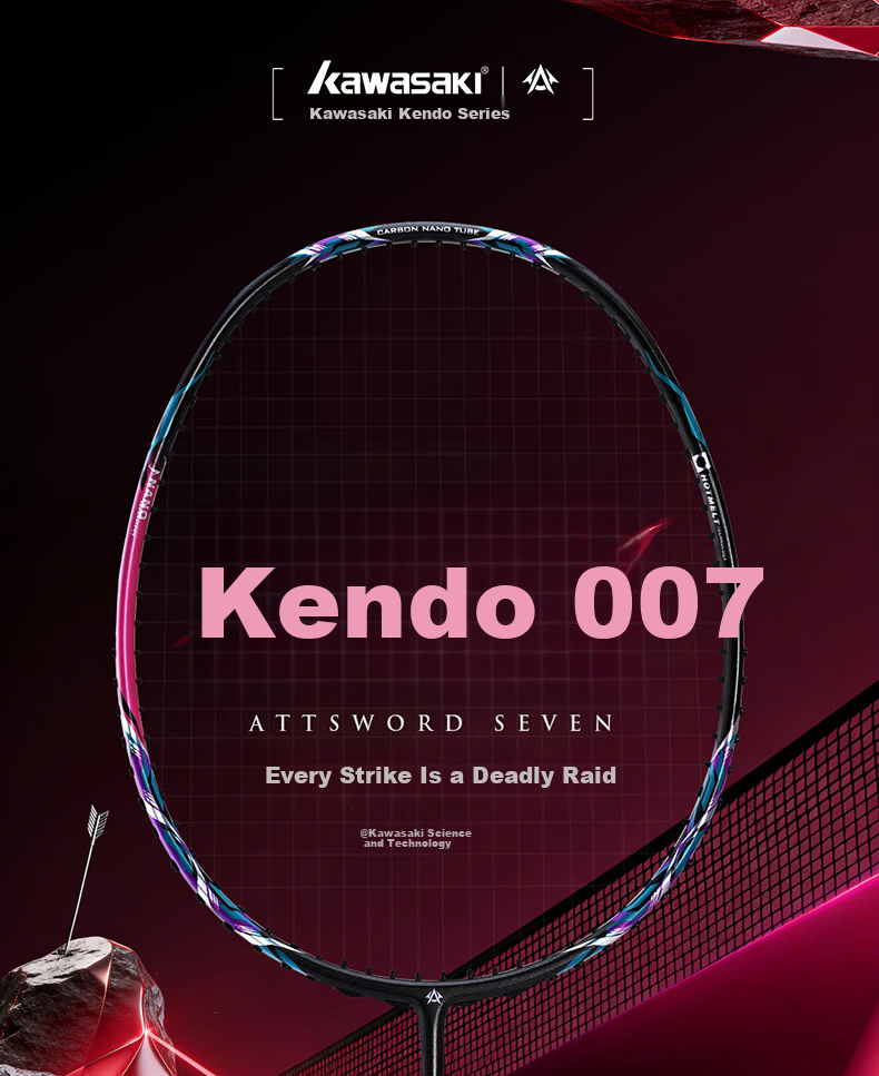 KAWASAKI Full Carbon Ultra-Lightweight Badminton Racket Offensive Model Sword 007 for Men and Women 1