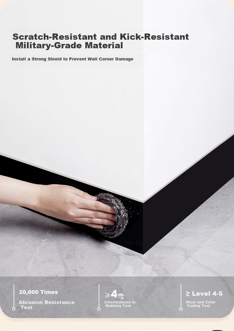 Oumai Self-Adhesive Thickened PVC Skirting Board Baseboard Window Sill Door Frame Decorative Wall Corner Strip Mesh Black 8*60cm 5pcs 7