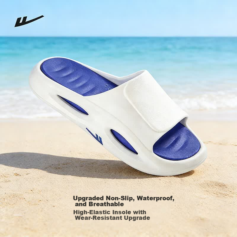 Warrior Official Men's Slippers 2026 Spring Men's Sandals Outdoor Sports Non-Slip Shoes White Blue Size 40-41