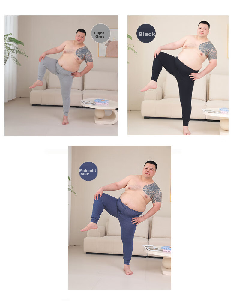 Hengyuanxiang [Large Size Men's Autumn Pants] 100% Pure Cotton Thin Plus-Size Antibacterial Thermal Underwear Base Layer Cotton Pants Spring And Autum 14