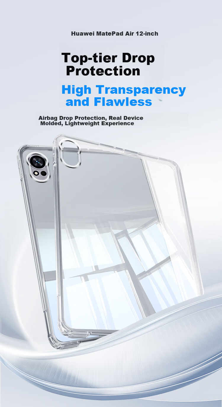 Coolerfun TPU Transparent Soft Case for Huawei MatePad Air 12-inch 2025 Model, 2024 Huawei Tablet, Ultra-Thin High-Transparency Shockproof Corner Protection Cover 1
