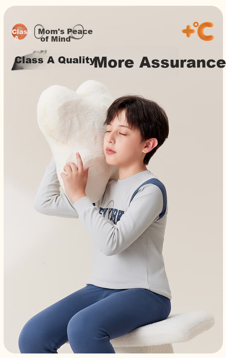 Dingguagua Children's Cotton Thermal Underwear Set for Boys Autumn Long Johns A-Class Boys' Sleepwear Pure Cotton Knitwear 9