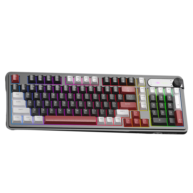 MageGee Wireless Tri-Mode Silent Computer Keyboard Business Office Gaming Membrane Keyboard Laptop Bluetooth Keyboard GK960 Red Edition Tri-Mode