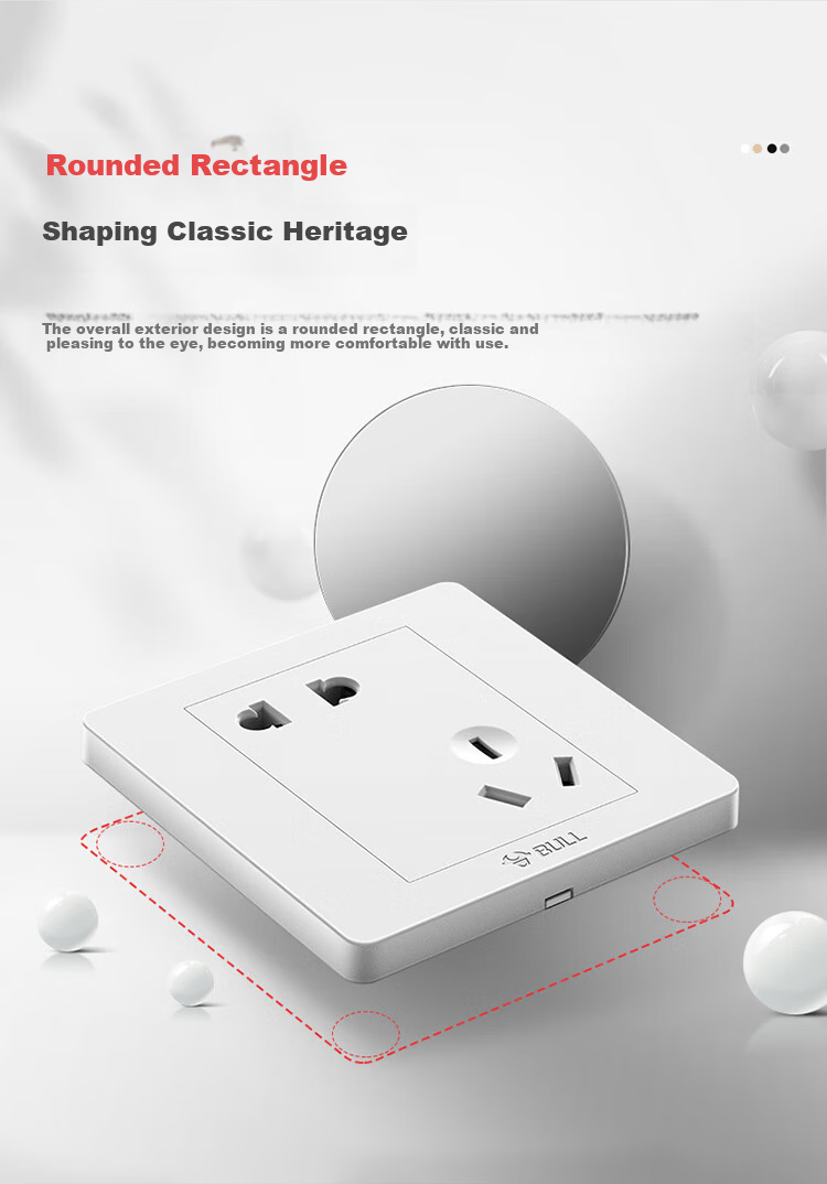 BULL Switch Socket, G07 Series Single-Pole Double-Throw Five-Hole Socket with Switch, 86-Type Panel G07E334S Ivory White 11
