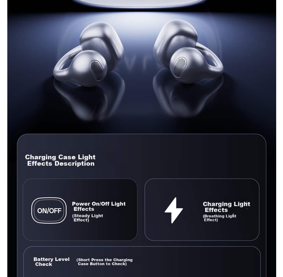 EDIFIER Halo Clip Abyss Clip-On Bluetooth Earphones Open-Ear Bluetooth Earphones RGB Lighting Long Battery Life Low Latency Compatible with Apple Huawei Xiaomi Phantom Silver 15