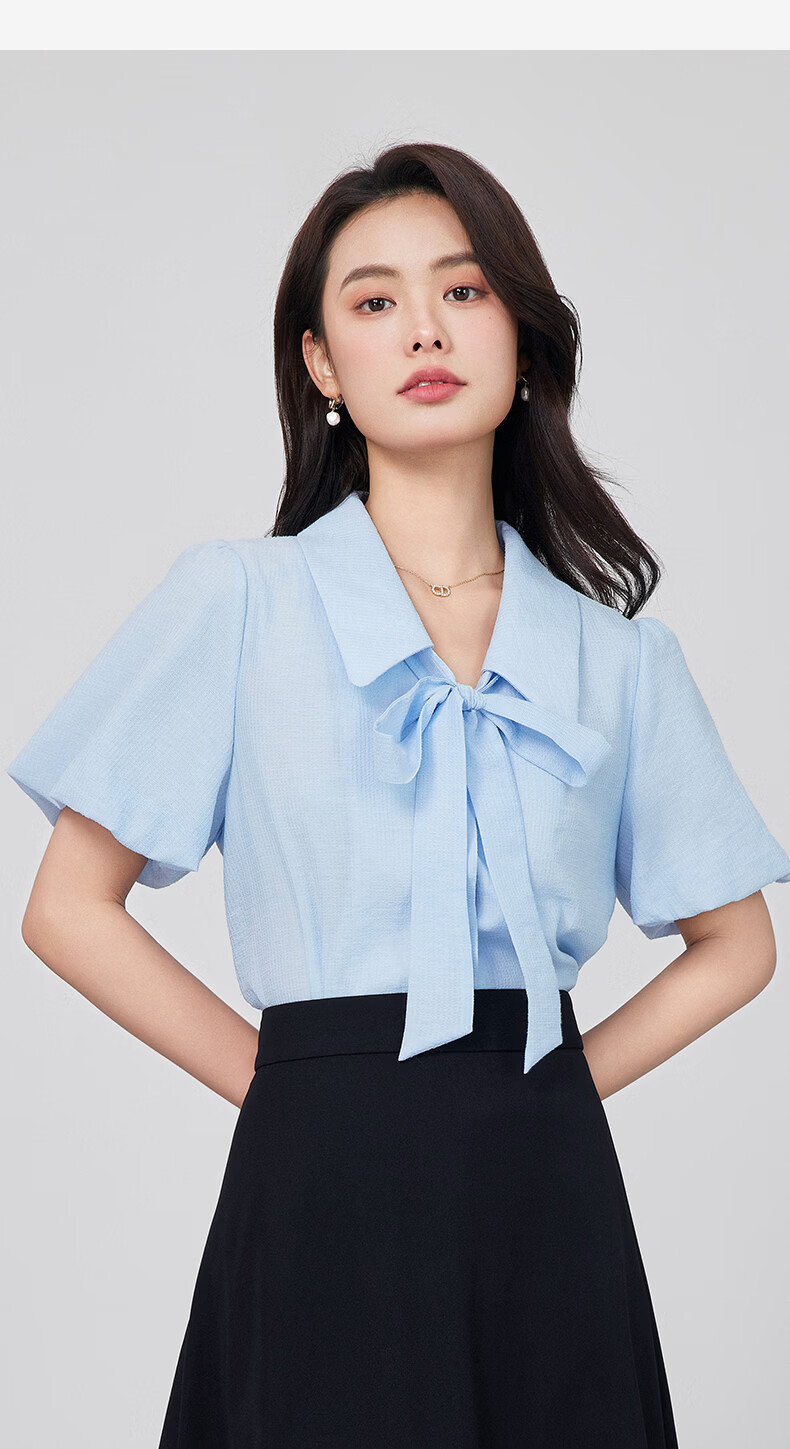 Dajiasi Blue Shirt Women 2026 Summer New Short Sleeve Fashion High-End Youthful Stylish Women's Blouse Top 1