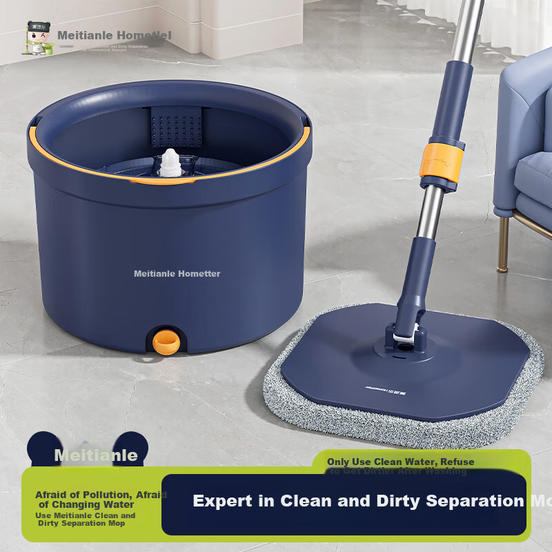 HoMettler Clean and Dirty Separation Spin Mop with 2 Mop Heads, Hands-Free Flat Mop with Bucket Set for Home Use 2026