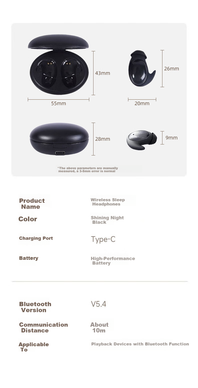 Yinwangsi Sleep Headphones - Pain-Free Side Sleep Bluetooth Earbuds, Ear-Friendly Noise Cancelling Earplugs for Sleeping, Ultra Sound Isolation, No Sound Leakage 14