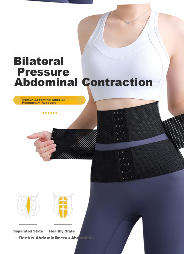 Tingmei Segmented Abdominal Binder Strong Waist Trainer Postpartum Shaping Slimming Waist Belt for Women Flat Belly Waist Support Breathable Thin Design 6