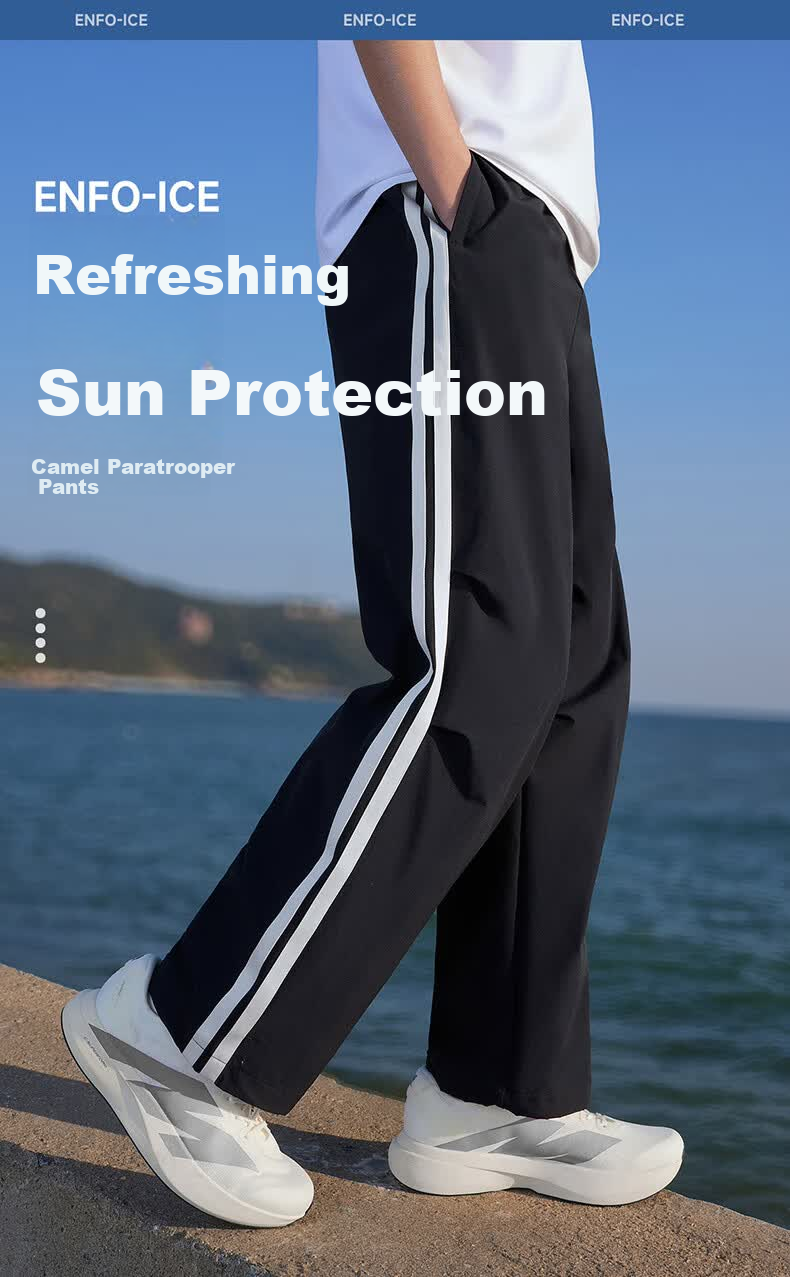 CAMEL Quick-Dry Straight-Leg Sports Pants Men Ice-Feel Sun-Protective Outdoor Paratrooper Pants C16BA6L6044 Phantom Black L 3