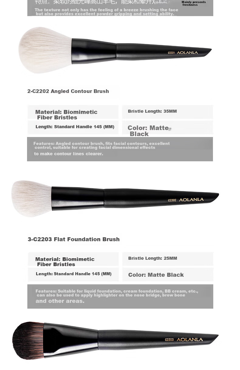 AOLANLA Ink Shadow Makeup Brush Set 13-Piece Foundation Eyeshadow Blush Brushes Portable Beauty Tools Holiday Gift 10