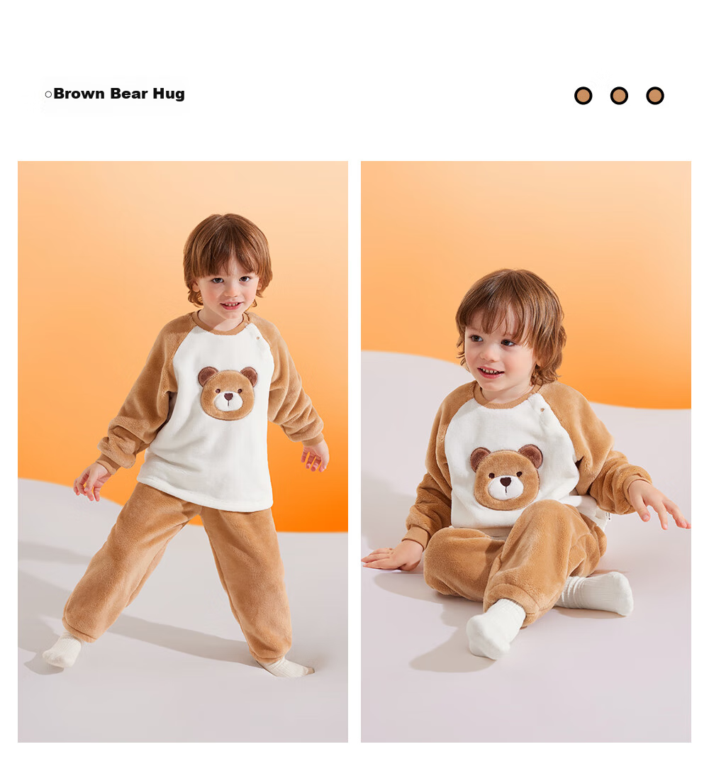 Betis Children's Winter Pajamas New Baby Homewear Set Flannel Fleece Thickened Warm Boys Girls 41
