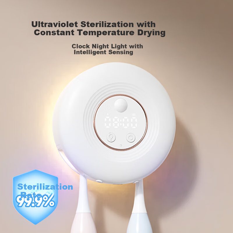 LYNN Toothbrush Holder Sterilizer Bathroom Storage Electric Toothbrush Rack UV Sterilization Drying No-Drill Wall-Mounted White