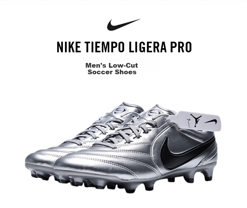NIKE Men's Soccer Shoes TIEMPO LIGERA PRO FG Sports Shoes HQ3158-001 Silver Size 43 1