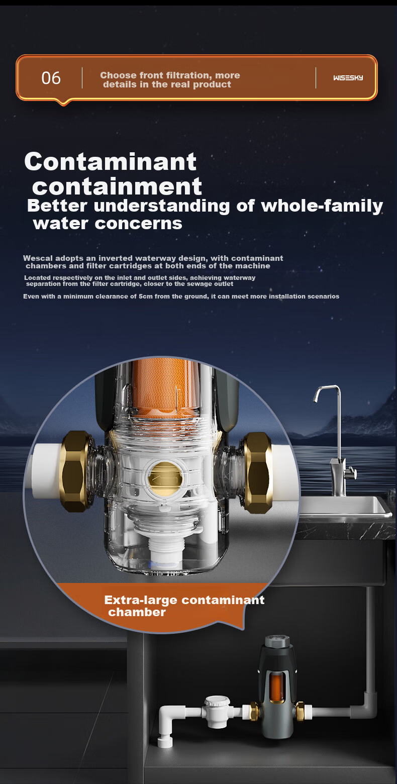 WISESKY Weisikai'er Anti-Gravity Pre-Filter, High Flow Rate, Whole House Use, Top Ten Anti-Backwash Water Purifier, 80T, On-Site Installatio 19