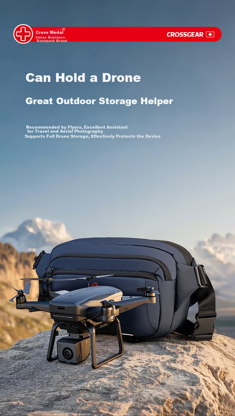 CROSSGEAR Cross Medal Single Shoulder Sling Bag One Camera Two Lenses Mirrorless DSLR Camera Photography Bag Drone Phone Storage Chest Bag 9
