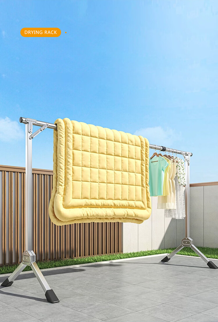Huakai Star Floor-Standing Balcony Clothes Drying Rack Foldable Extendable YJ181 1.6m Adjustable Clothes Hanger No Installation Needed 6