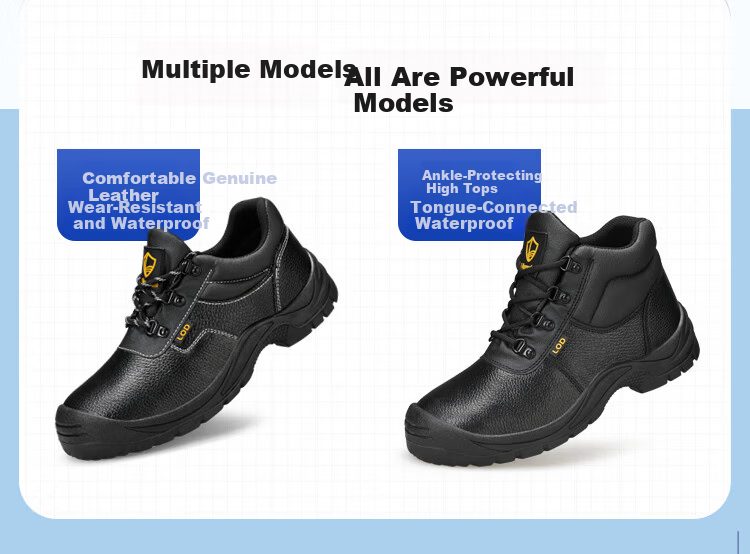 BlueOwl Shield Men's High-Top Waterproof Steel Toe Anti-Smash Puncture-Resistant Wear-Resistant Leather Safety Work Construction Shoes DL202 Size 37 19