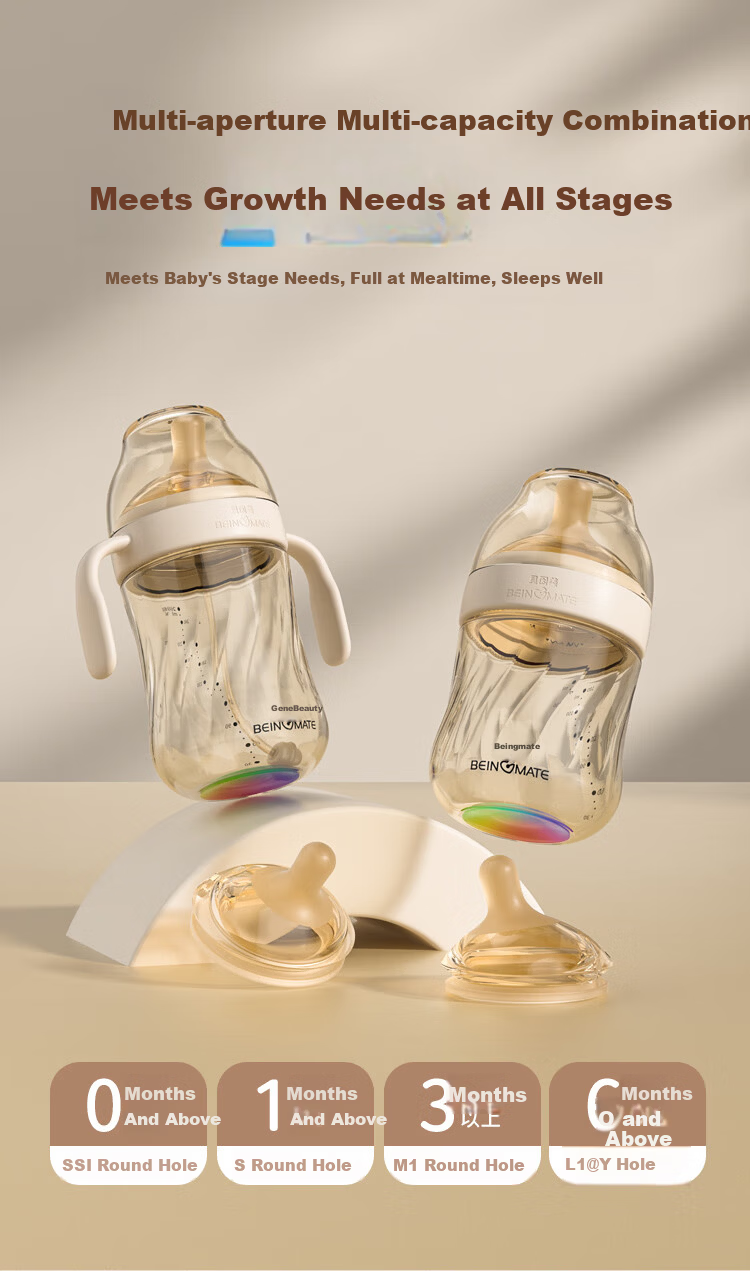 Beingmate Baby Diamond Glow Feeding Bottle Newborn Gift Set 0-6 Months Anti-Colic Eccentric Nipple PPSU Gravity Ball BBS 7