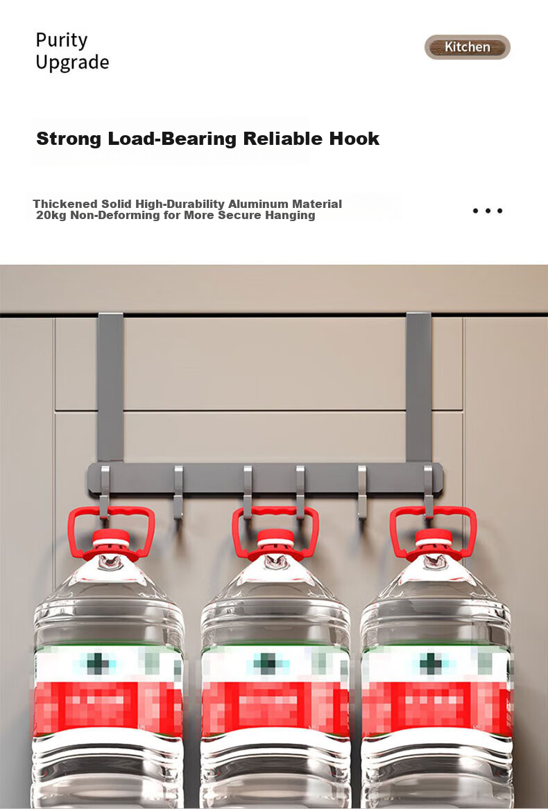 Xinpei Space Aluminum Over Door Hook Hanger Bedroom Door No Drilling Back Door Bathroom Storage Rack 4