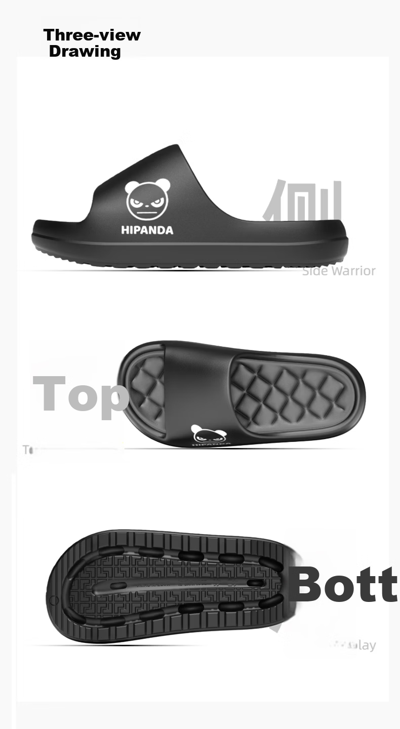 HIPANDA Men's Thick-Soled Non-Slip Bathroom Shower Home Couple's Slippers Dark Night Black Size 44-45 10