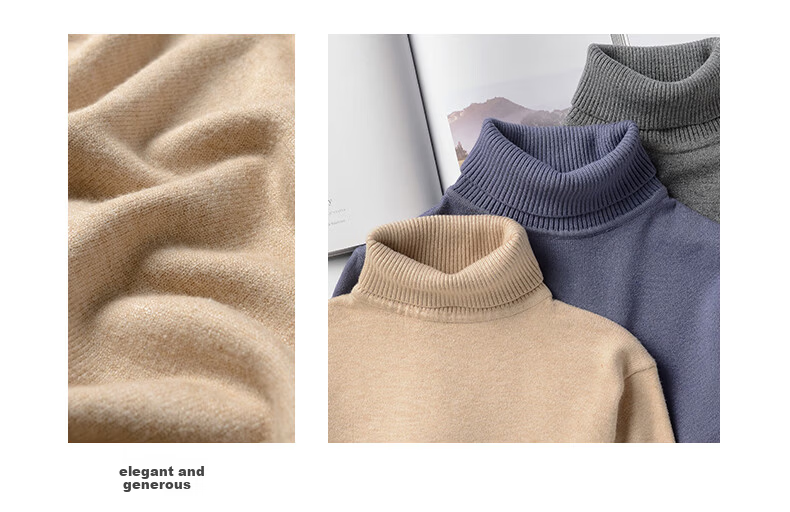 Warrior Men's Winter Warm Turtleneck Sweater Trendy Knit Pullover Woolen Shirt 4