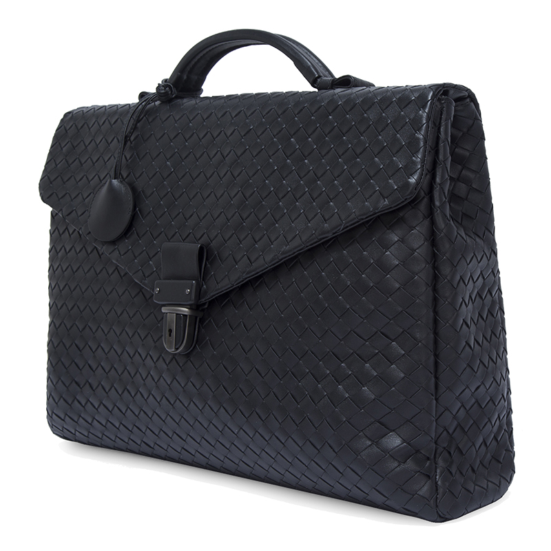 bottega veneta 宝缇嘉 男士小号黑色编织皮革公文包 113095 v4651