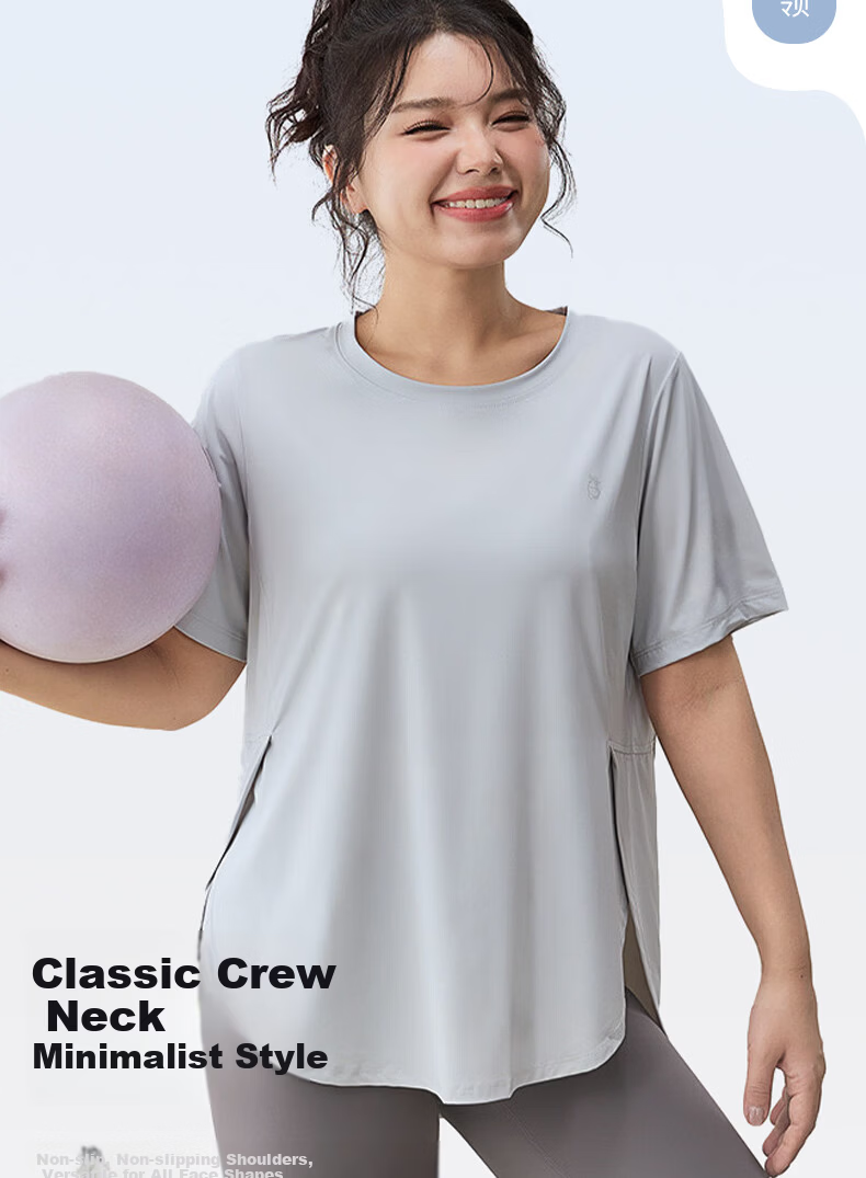 Xueqiman Plus Size Women's Loose Slimming Sports T-Shirt Quick-Dry Breathable Yoga Pilates Fitness Training Short Sleeve 6