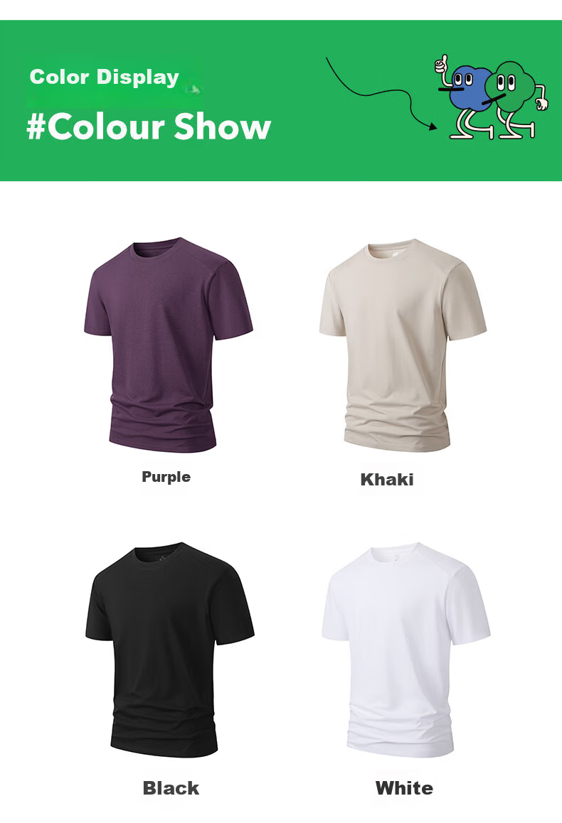 Clothing Cool Feeling Breathable Moisture-Wicking Skin-Friendly Stretch Comfortable Unisex T-Shirt Sports Short Sleeve Couple Style Khaki XL 4