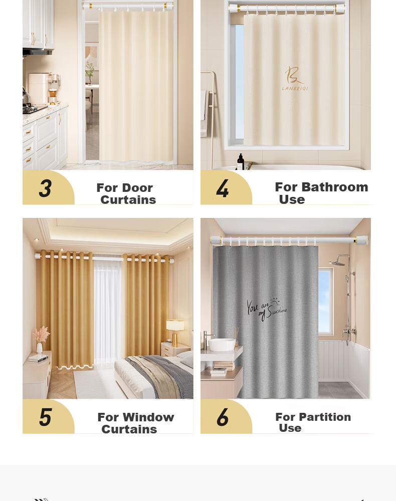 A Li No-Drill Telescopic Roman Curtain Rod Single Curtain Support Rod Gray 2.1*2.6m 10