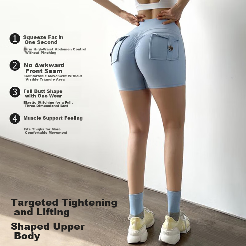Free Style Peach High-Waist Hip-Lifting Women's Yoga Shorts Sports Fitness Three-Quarter Pilates Dance Training Tight Shorts