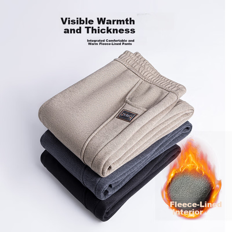 Hengyuanxiang Middle-Aged Women's Winter Fleece-Lined Thick Warm Casual Pants with Elastic Waist for Middle-Aged And Elderly Women, Straight-Leg Trousers 4
