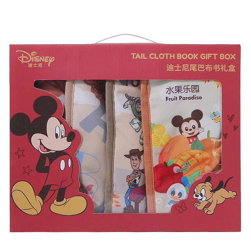 Disney Baby Tail Cloth Book Early Education Infant Cognitive Toy Tear-Resistant 0-1 Year Old Birthday Gift Box Set of 4 Books