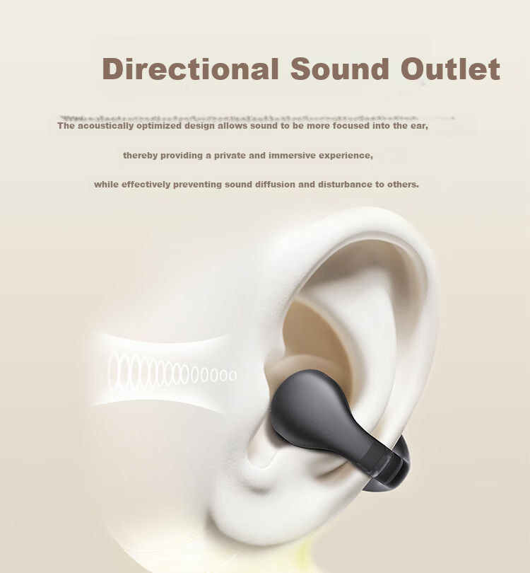 Ziguang Bluetooth Earphones, Clip-On Open-Style Non-In Air Bone Conduction Concept, Hanging-Ear Wireless Sports Running Ai Translation Long Battery Life Headphones Compatible with Huawei Xiaomi And Others 6