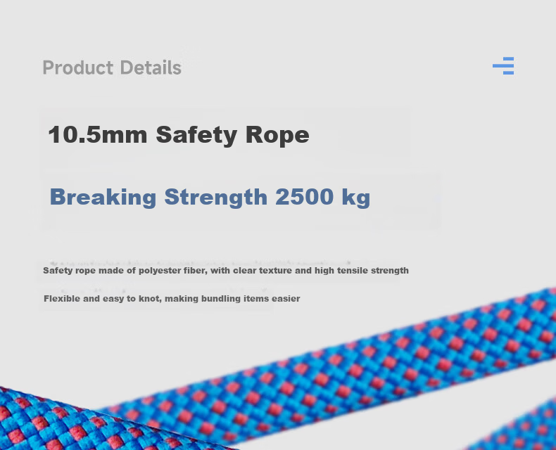 High-Altitude Work Air Conditioner Installation Durable Rope Outdoor Mountaineering Climbing Rappelling Safety Rope Set National Standard 10.5MM 20M 7