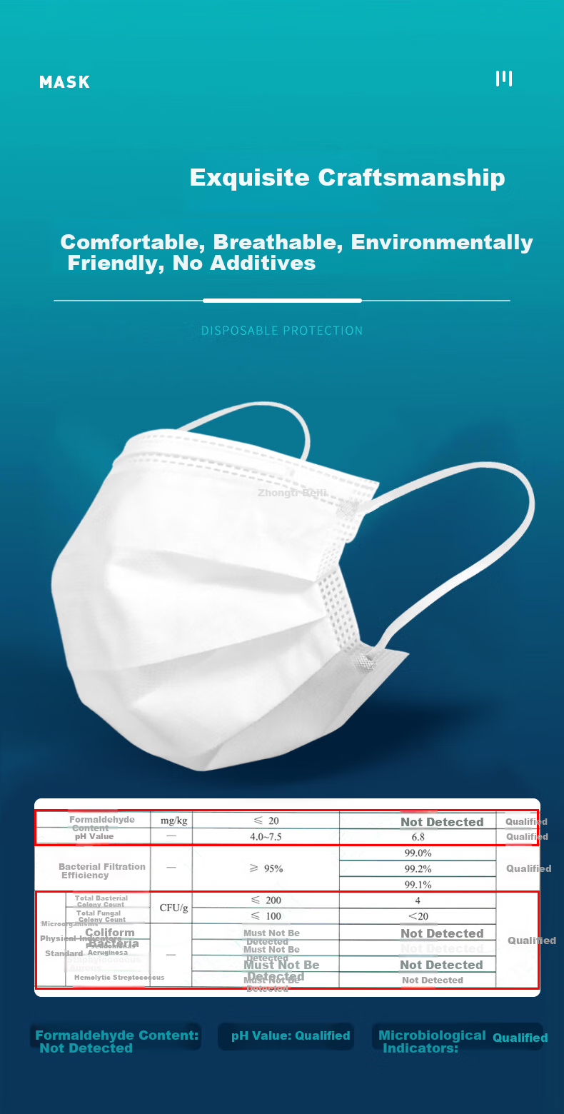 ZHONGTI BY-POWER Disposable Mask Independent Packaging Three-Layer Protection H1 Dustproof Mask Factory Workshop Anti-Fog Pollen Allergy Droplet Flu Virus Protective Mask Blue 50pcs/Box 5
