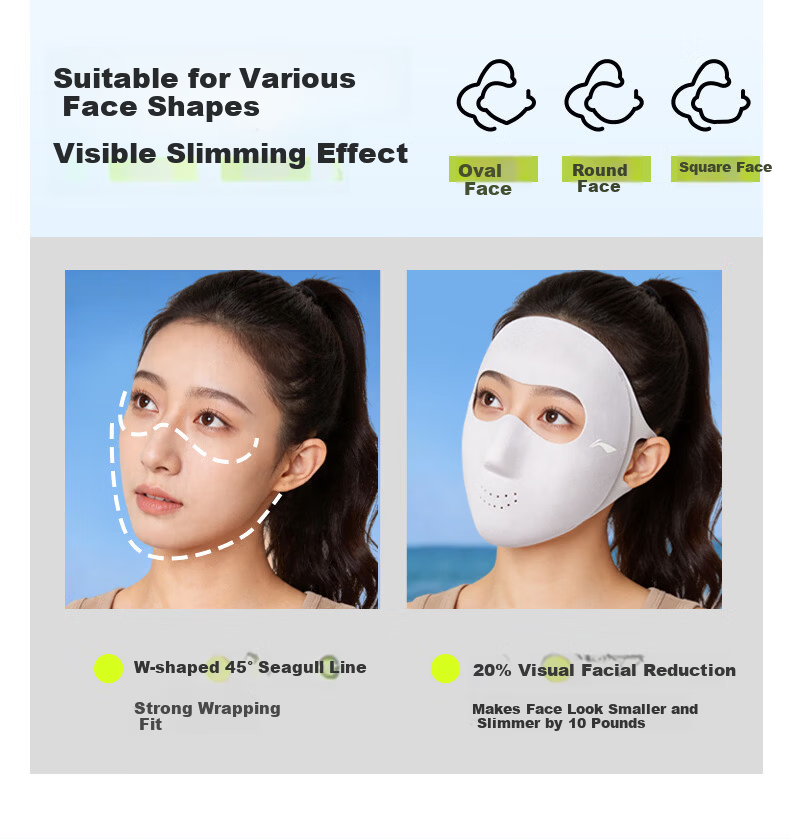 LI-NING Women's UV Protection Full Face Sun Mask Lightweight Seamless Breathable Outdoor Running Sunshade Mask 13