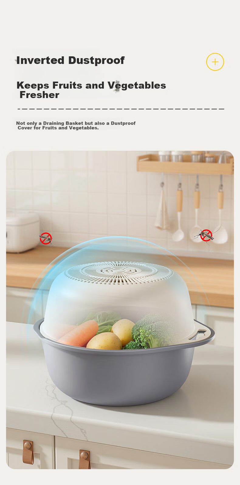 Baicaoyuan Double-Layer Colander Basket, Fruit Hollow Drainer, Large Kitchen Sink Strainer for Home Vegetable Washing And Side Dish Preparatio 6