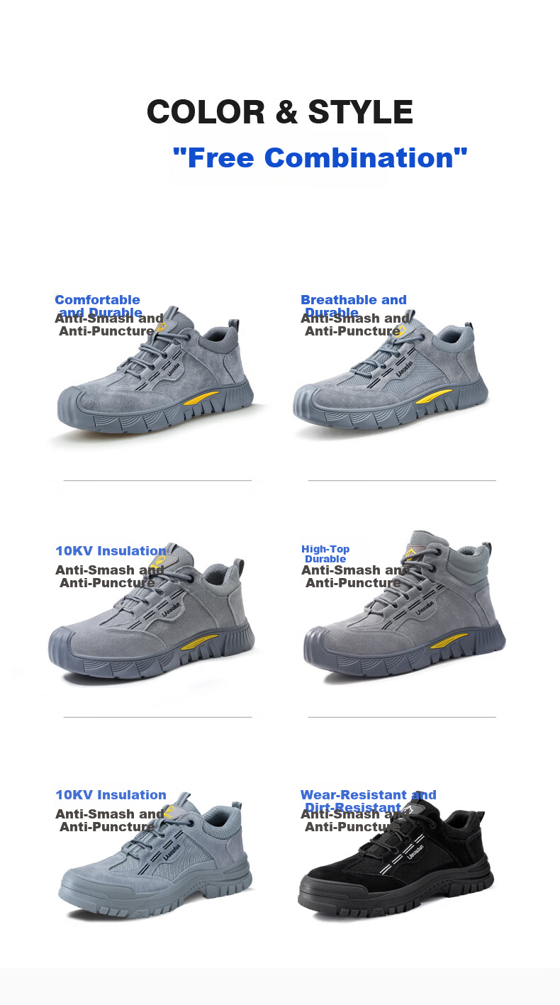 BlueOwlShield Men's Summer Breathable Welding Work Safety Shoes Anti-Scald Anti-Smash Steel Toe Anti-Puncture Non-Slip Work Shoes D0266N-1 Size 44 8