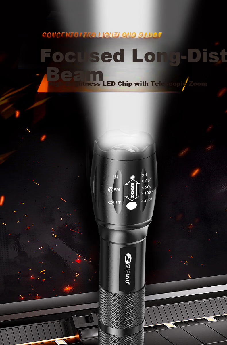AIC Mini Flashlight High Brightness Zoomable Long Range Ultra-Long Battery Life Outdoor Cycling Emergency Light 2